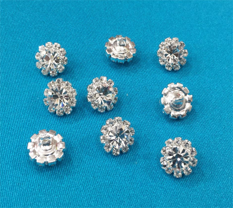 Crystal Flower Button 10mm - CRYSTAL - SILVER